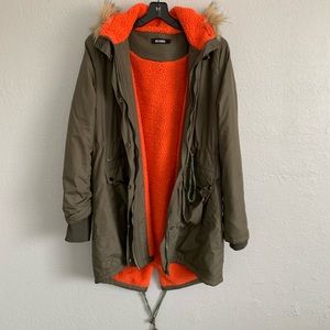 Long puffer jacket with hood